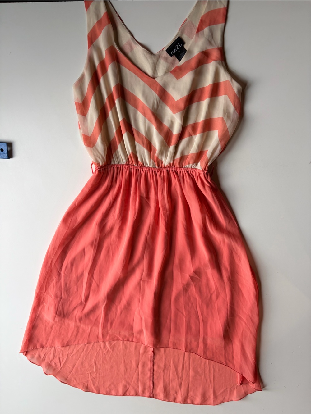 Rue21 Coral and Cream Chevron Midi Dress